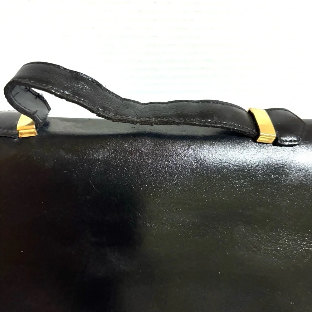 Vintage Black Leather Messenger Bag